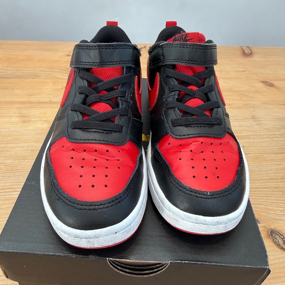 Kids Nike Court Borough Low 2 Black and Red - Picture 2 of 6